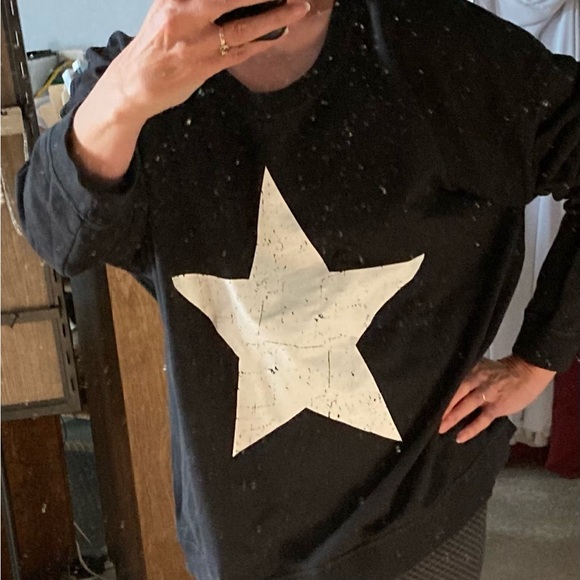 Plus size mono b black sweatshirt with single antique star on front - Picture 5 of 12